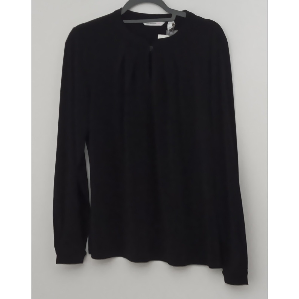 Isaac Mizrahi Live! Top Women's M Mandarin Collar & Keyhole Neck Black NEW